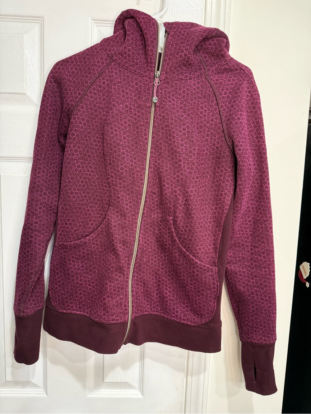 Lululemon Scuba Hoodie III Star Pixel Raspberry Bordeaux Drama Full Zip Size 4